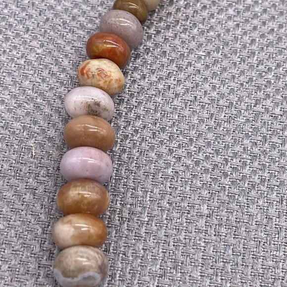 925 Sterling Silver Graduated Jasper Bead Necklace 17 Inch - Picture 8 of 8